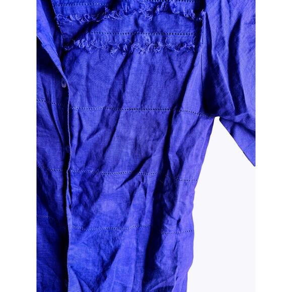 Jordan Women's Button Up Embroidered Blouse 100% Linen Purple Size Small - Picture 3 of 7